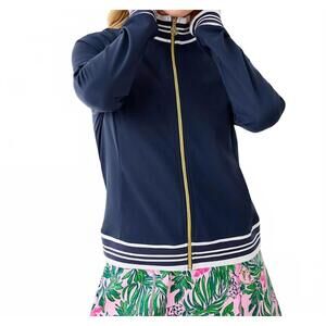 NEW LILLY PULITZER regate upf 50+ jacket in low tide navy